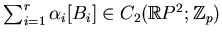 $ \sum^r_{i=1}\alpha_i[B_i]\in C_2(\mathbb{R}P^2;\mathbb{Z}_p)$