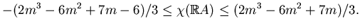 $\displaystyle -(2m^3-6m^2+7m-6)/3\le\chi(\mathbb{R}A)\le(2m^3-6m^2+7m)/3.$